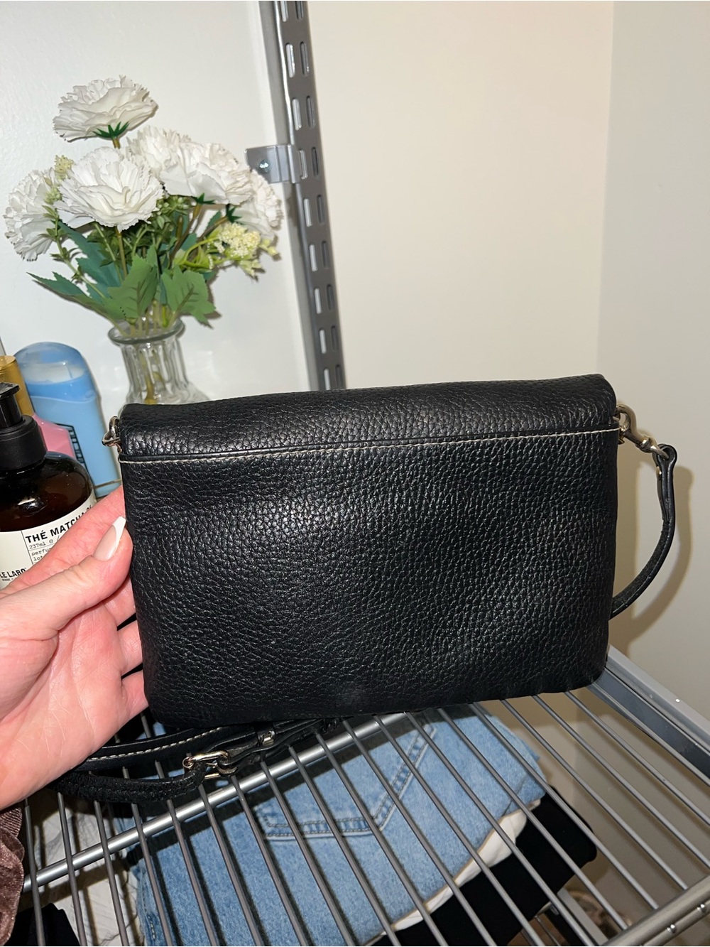 Dooney & Bourke lack Pebbled Leather Fold-Over Clutch - Picture 2 of 4